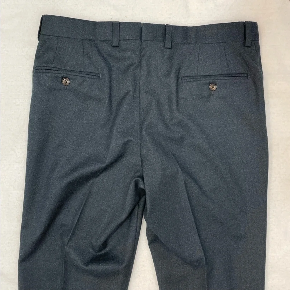 Ted Baker 100% wool dark blue flat front classic trousers, 34/29 purple lining